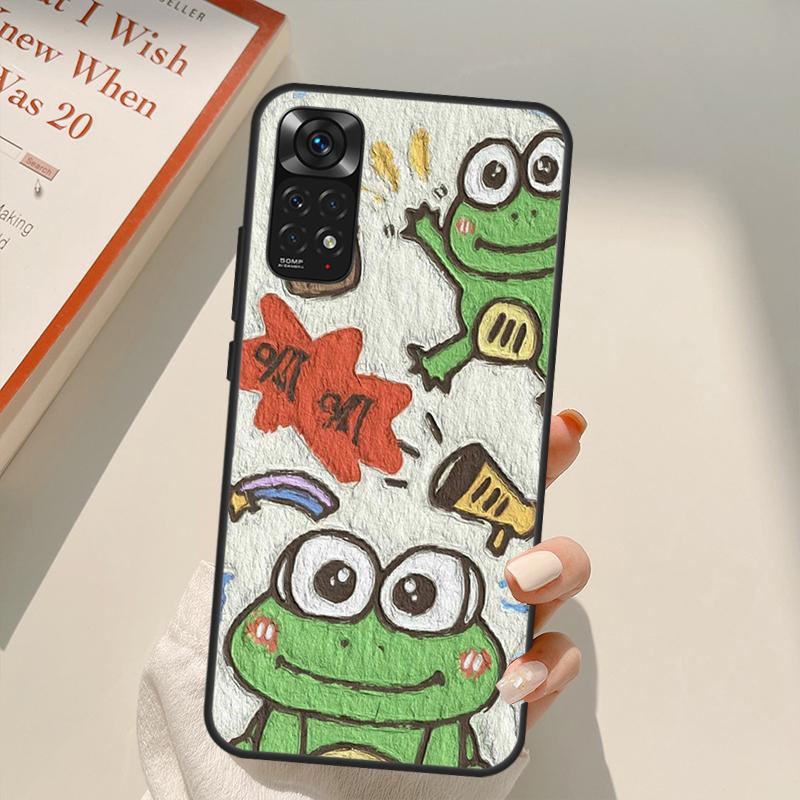 Niedliche Kaninchen Bären Koreanische Ölgemälde Hülle Für Xiaomi Redmi Note 11 10 Pro 8 9 9S 10S 11S 9A 9C 10A 10C K40 K50 Gaming Hülle