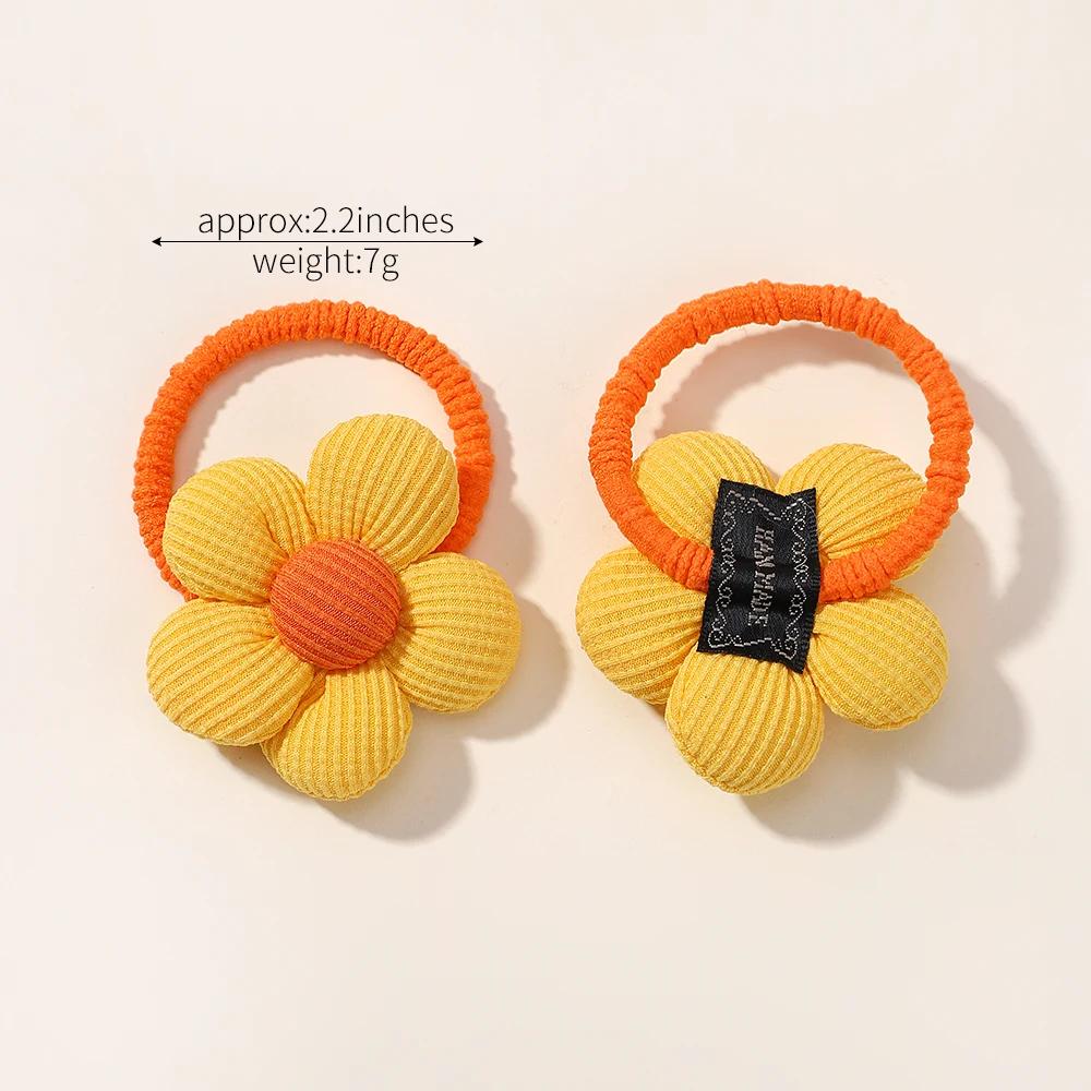 2Pcs/lot Flower Bow Girls Kids Ponytail Elastic Hair Bands Children Hair Ties Cartoon Hair Accessories Baby Headwear