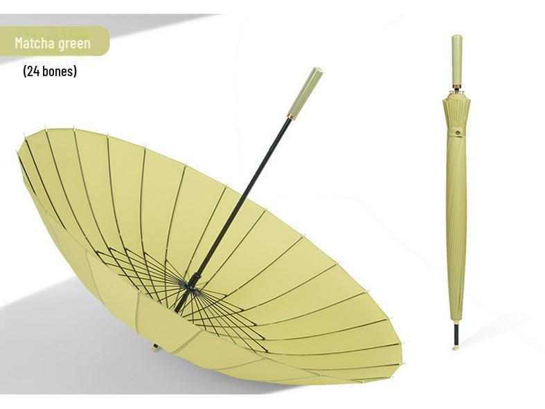 24-Rib Wind-Resistant Umbrella: Large Solid Color, Long Handle, Custom Logo for High-End Business Use