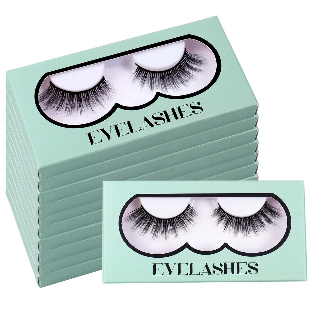 Blue Box 15mm Natural Style 3D Wispy Silk False Eyelashes Vegan Synthetic Hair Faux Mink Lashes