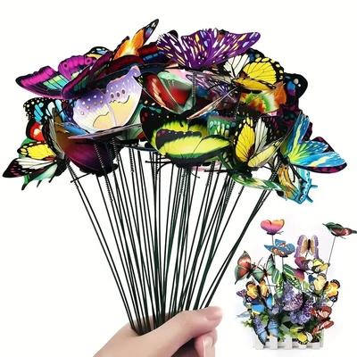 Fluture Luminos Grădinărit Fluture Stâlp Decor 8cm Decorare Grădină Decor Gazon Decor PVC Decor 25BUC