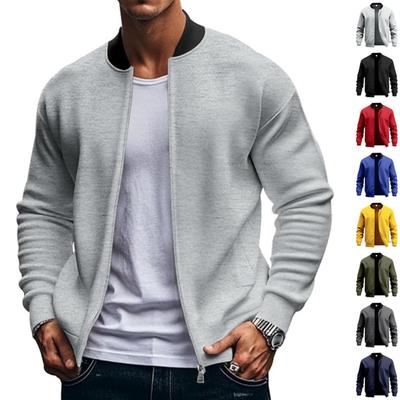 Pánský módní trend: Letecká bunda na zip, Kardigan, Pánská jednobarevná bunda se stojáčkem