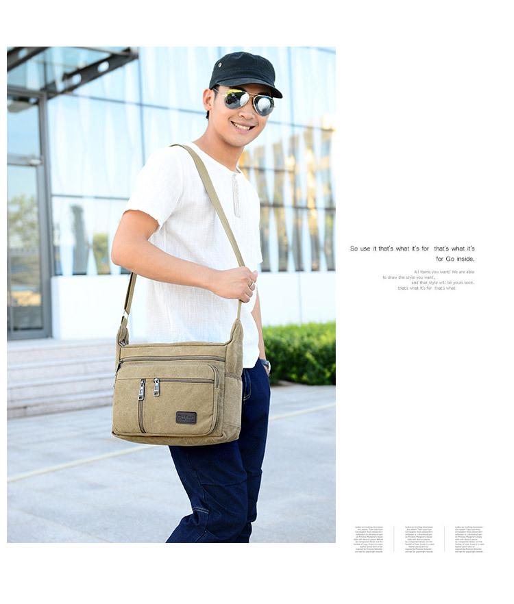 Men's Multi-Layer Canvas Crossbody Bag - Large Capacity, Casual & Versatile