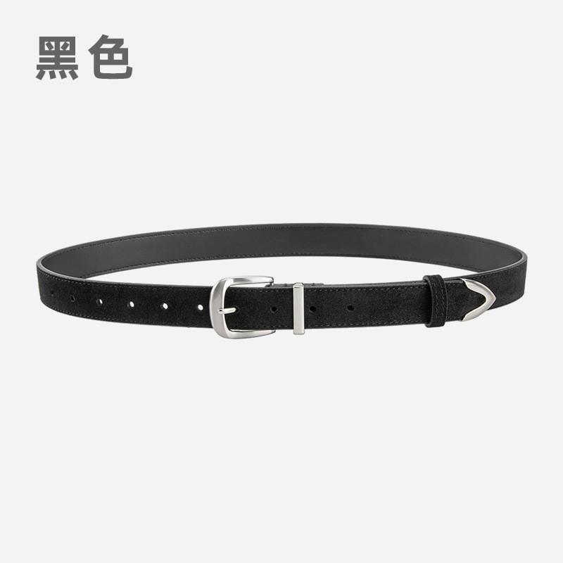 Womens Genuine Leather Belt With Matte Suede Finish Vintage Style Adjustable Waistband Jeans Skirts