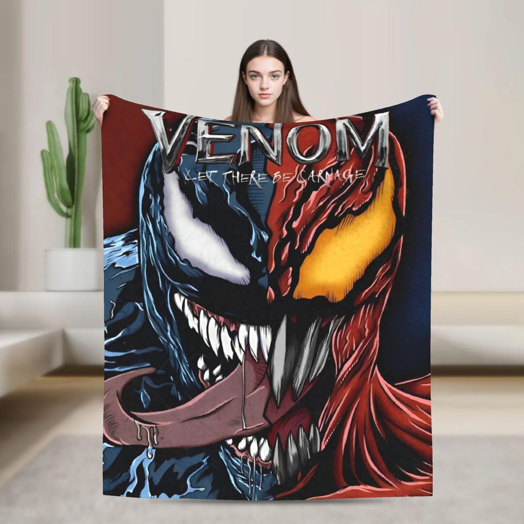 Venom cartoon Blanket Travel Office Flannel Throw Blanket For Couch Chair Sofa Bed Soft Design Quality Bedspread Gift