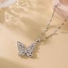 Elegant French Butterfly Zirconium Titanium Necklace - Women's Luxe Style Clavicle Chain