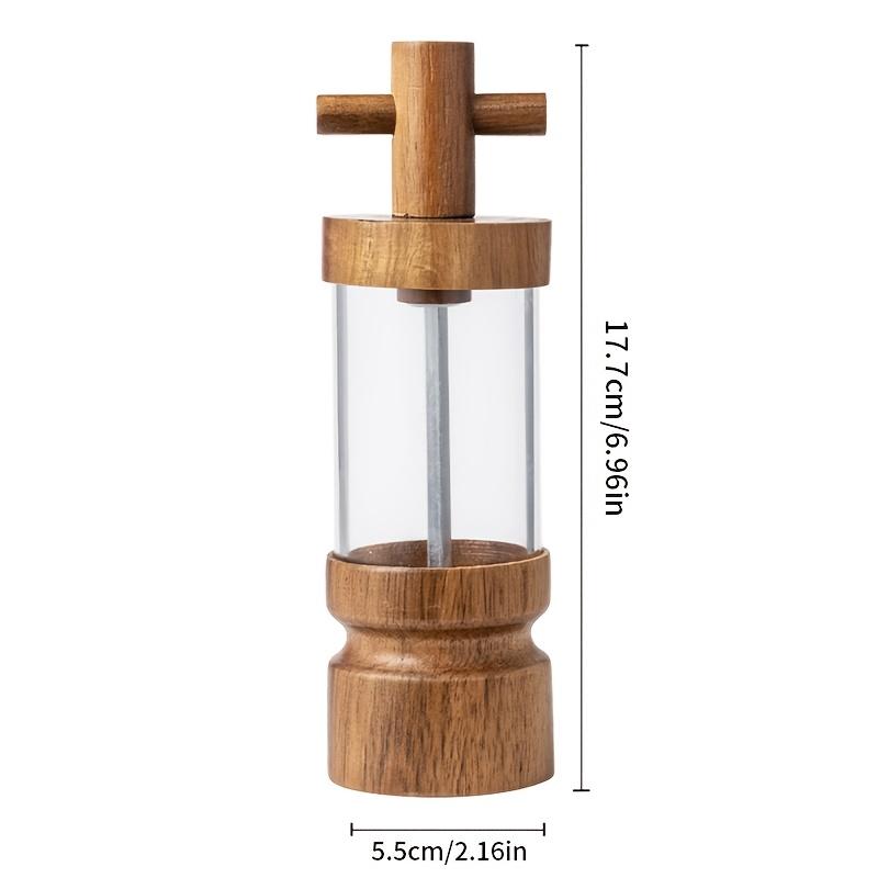 1pc/3pcs Wooden Pepper Grinder Set, Manual, No Electricity Needed, Transparent Acrylic Kitchen Salt and Pepper Mills for Home Use