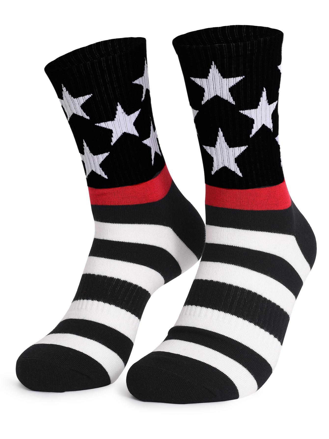 

Мужские и женские хлопковые носки с американским флагом ко Дню независимости One Size