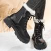 Women's Large Size Thickened Winter Warm Fur One Snow Boots Thickened Lined Ankle Boots Non-slip Hiking Sports Martin Boots