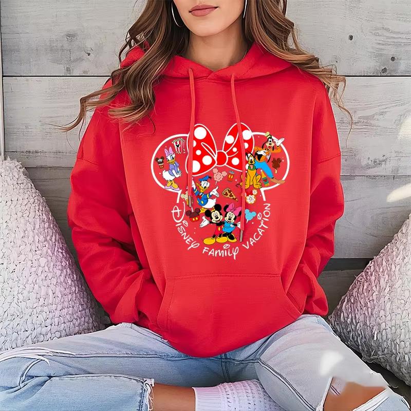 Disney Family Vacation Printed Hoodie Women's Sports Sweatshirt Casual Autumn and Winter Comfort Top Loose Clothing