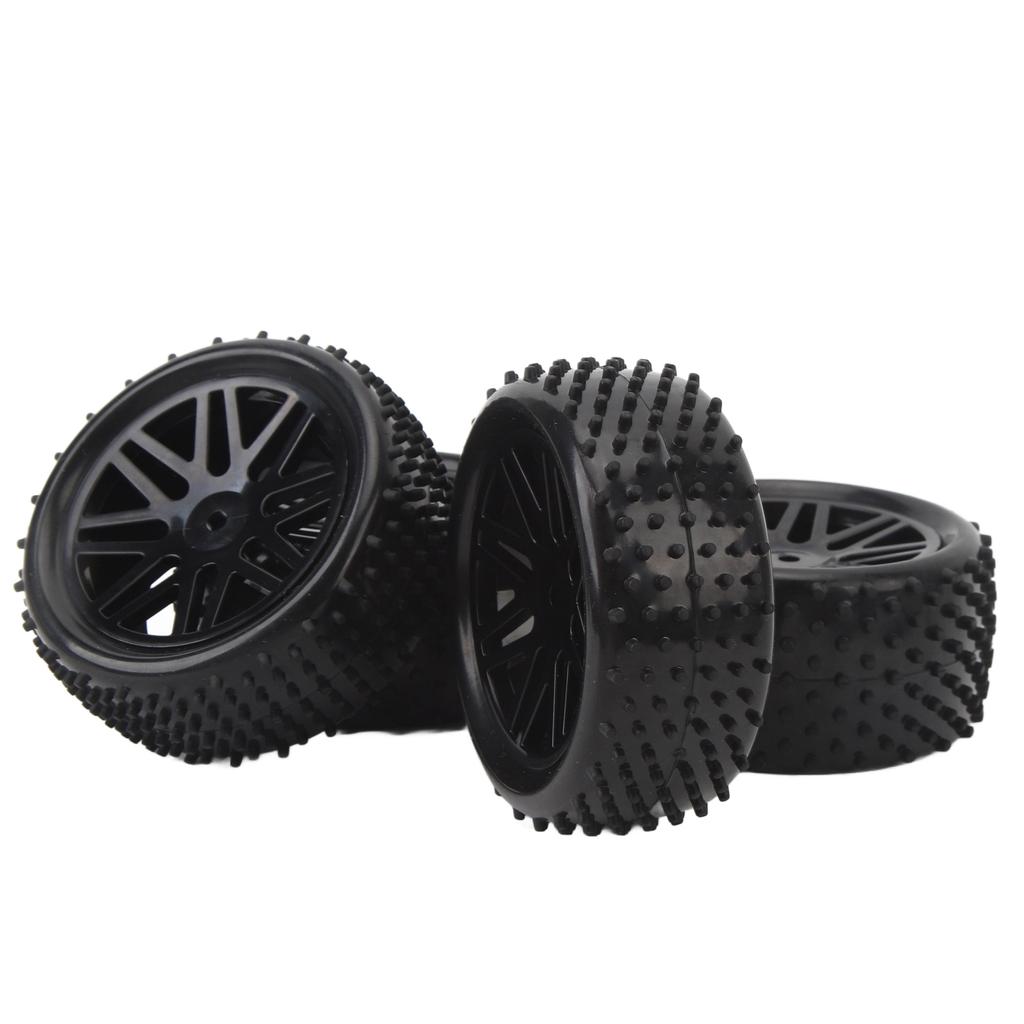 4PCS 1/10 RC Wheels Tires Set V Hole Hub 2 Front 2 Rear Realistic Excellent Grip Enhanced Performance RC Tyres