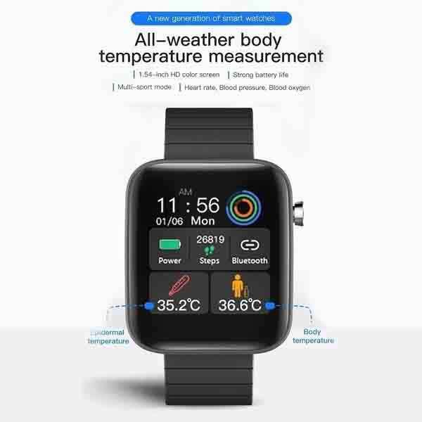 T68 Smart Watch with Body Temperature Measure Heart Rate Blood Pressure Oxygen Monitoring Smart Wristband Sport Fitness Watches