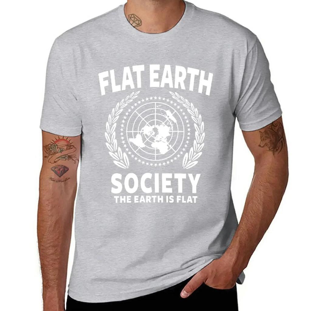 MAGLIETTA TERRA PIATTA, MAGLIETTA SOCIETÀ TERRA PIATTA top estivo oversize abbigliamento vintage magliette divertenti da uomo