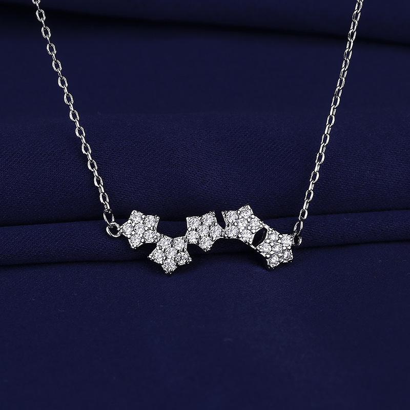 New Fashion 925 Sterling Silver Jewelry Round Zircon Pendants Necklaces Women Fine Semi Rhinestone Circle Clavicle Chain Choker