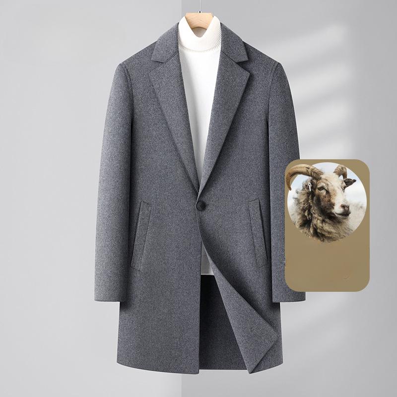 

Двустороннее шерстяное пальто с одной пуговицей, мужское, средней длины, в корейском стиле, повседневное, молодежное, осенне-зимнее, новое шерстяное пальто, мужская одежда 4XL