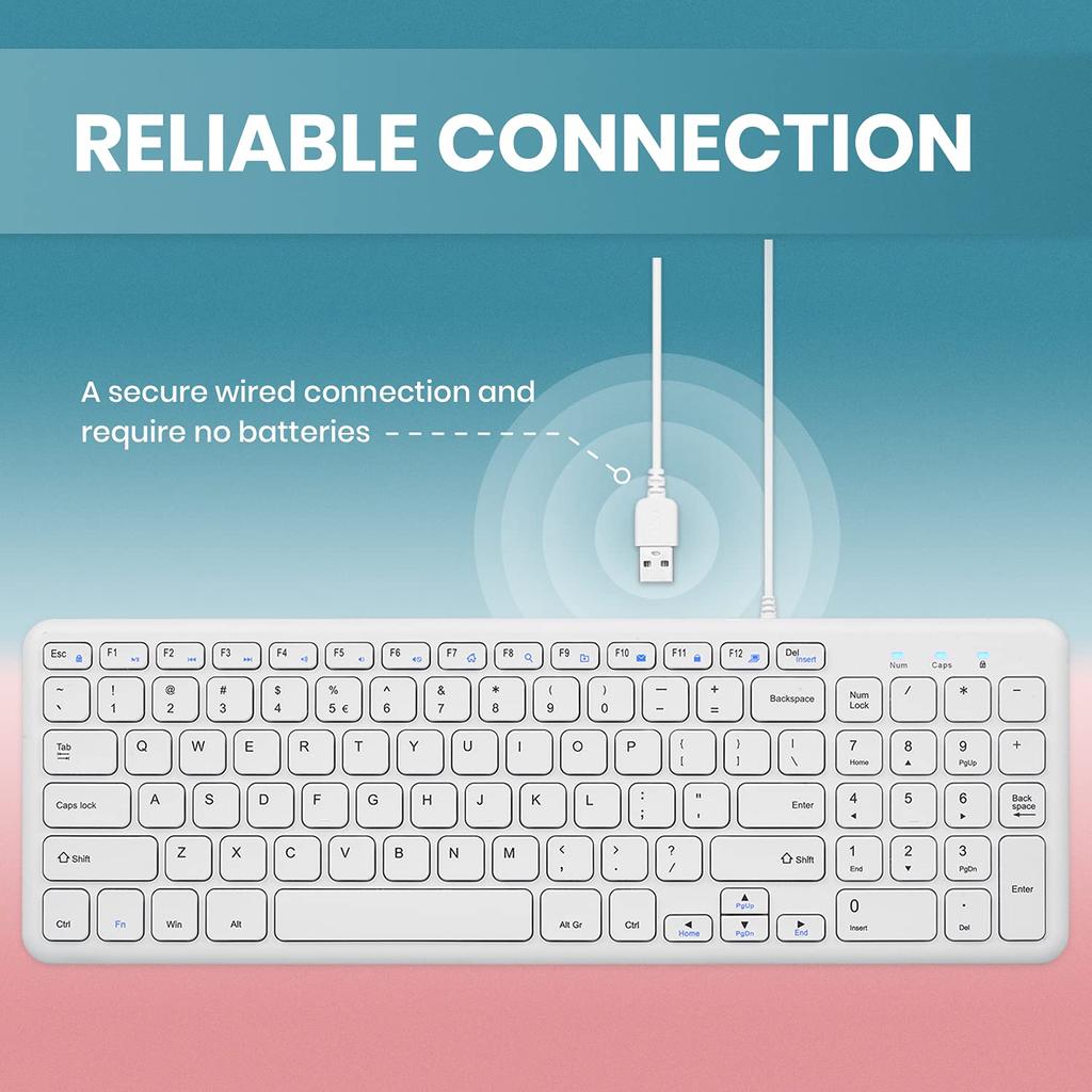 Perixx Wired Scissor Quiet Multimedia English Keyboard PERIBOARD-213US Keyboard, Compact, Keys, Typing, Keys,
