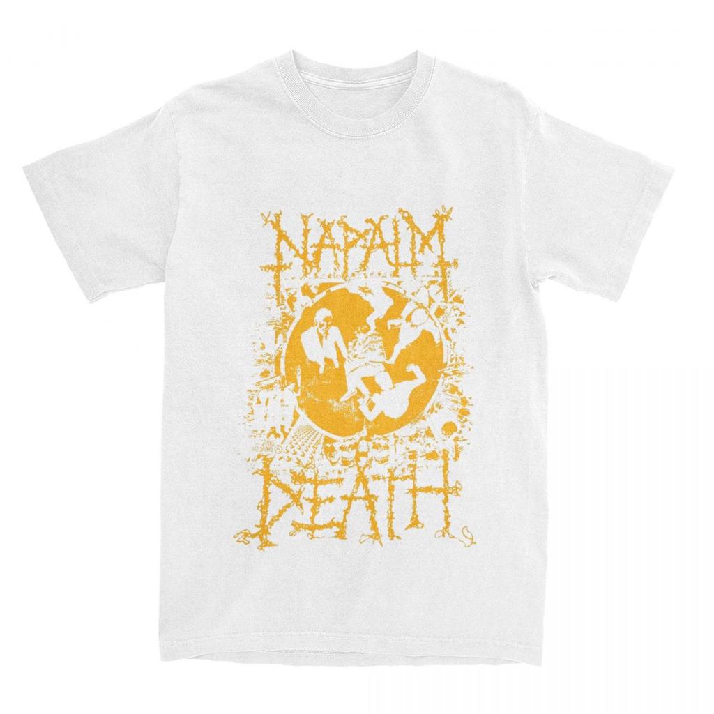 Herr Dam Napalm Death Musikband T-shirt Death Metal 100% Bomull Toppar Fantastisk Kortärmad Rundhalsad T-shirt Stor Storlek Skjorta