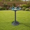 Bird Feeder Pedestal Bath, Copper Resin Birdbaths Weather Resistant Floral Accents, Decorative Garden Bath Vintage Bronze Finish Decor for Outdoor