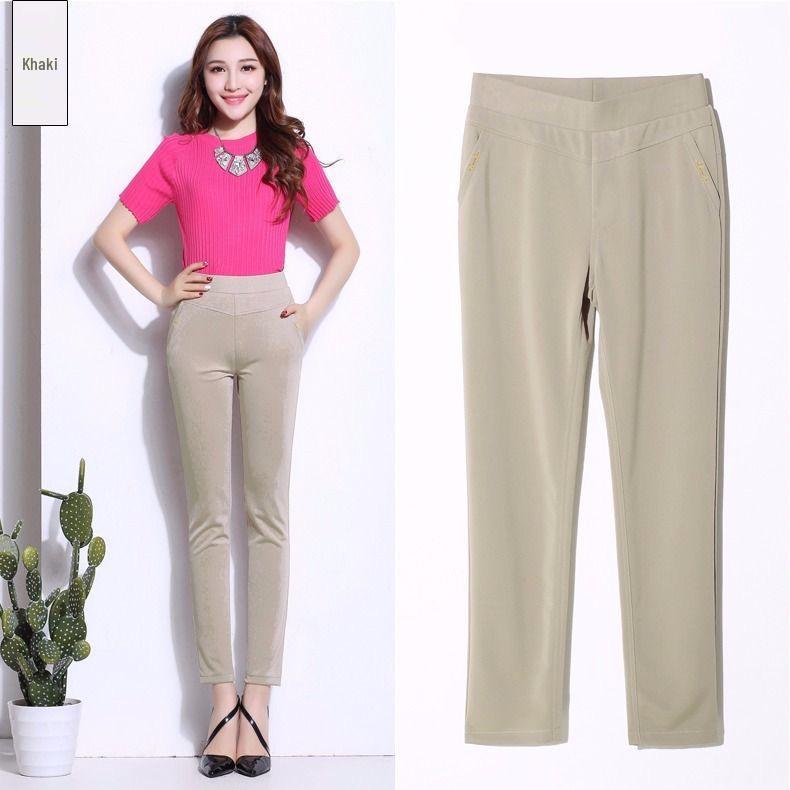Calças de Verão de Linho com Cintura Elástica para Mulheres - Estilo Casual para Mães de Meia-Idade e Idosas