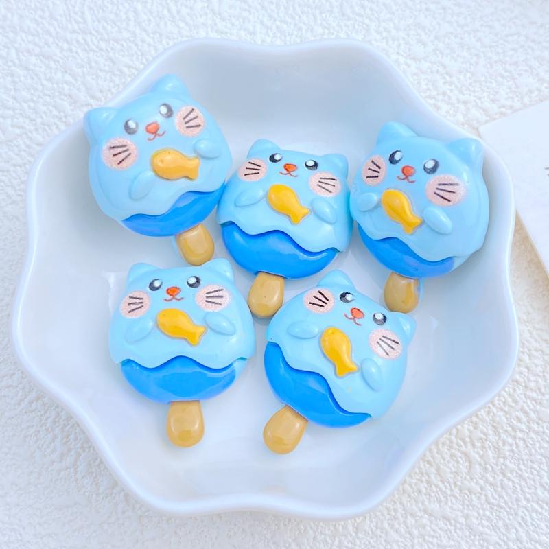 10Pcs New Cute Resin Cartoon Cat Bear Rabbit Pig Lollipop Flat Back Parts Embellishments For Hair Bows