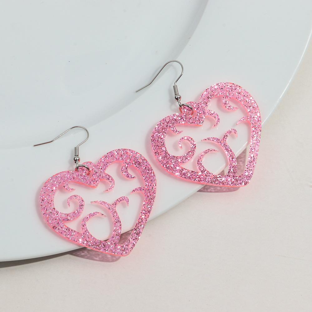 New Valentine's Day Heart Acrylic Earring for Women Girls Creative Glitter Love Vine Hollow Drop Earrings Fashion Jewelry Gifts