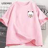 Camiseta Panda Bubu Dudu E Seus Filhotes Moda Engraçada Camiseta de Casal Unissex Moda Casual Mangas Curtas Roupas