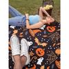 1pc Cozy Halloween Flannel Throw Blanket Pumpkin and Spider Web Design with Black Background Soft and Warm for Home Decoration