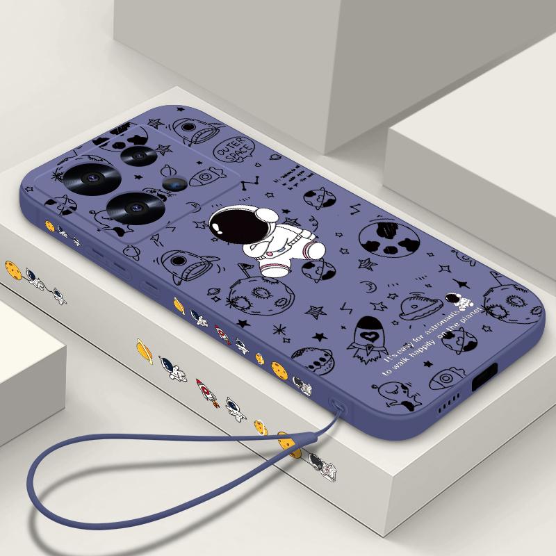 

Симпатичный матовый чехол для телефона с принтом астронавта для Xiaomi 13T 11T Poco X6 F6 Redmi Note 13 12 Pro 11 10 TPU шнурок противоударный защита объектива тонкий мягкий чехол Redmi Note 13 4G чёрный