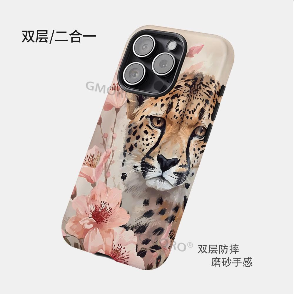 Hot-selling mobile phone case in Latin America Cheetah flower protective case iPhone17 with magnetic mobile phone case Apple 16 women's case