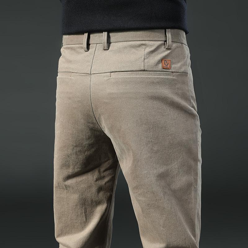 

2024 Новые мужские плюшевые/обычные повседневные брюки весна и осень Высококачественные однотонные брюки в стиле вестерн Модные красивые брюки из чистого хлопка 38