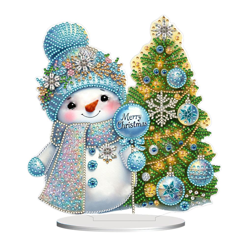 

2D Flat Snowman Print DIY Diamond Painting Desktop Ornaments Kit Double-Sided Printed Single-Side Drill Bedroom Table Decoration