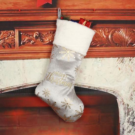 Christmas Stocking 19" Large Xmas Stocking with Plush Faux Fur Cuff for Stairs Fireplace Hanging Holiday Home Decor