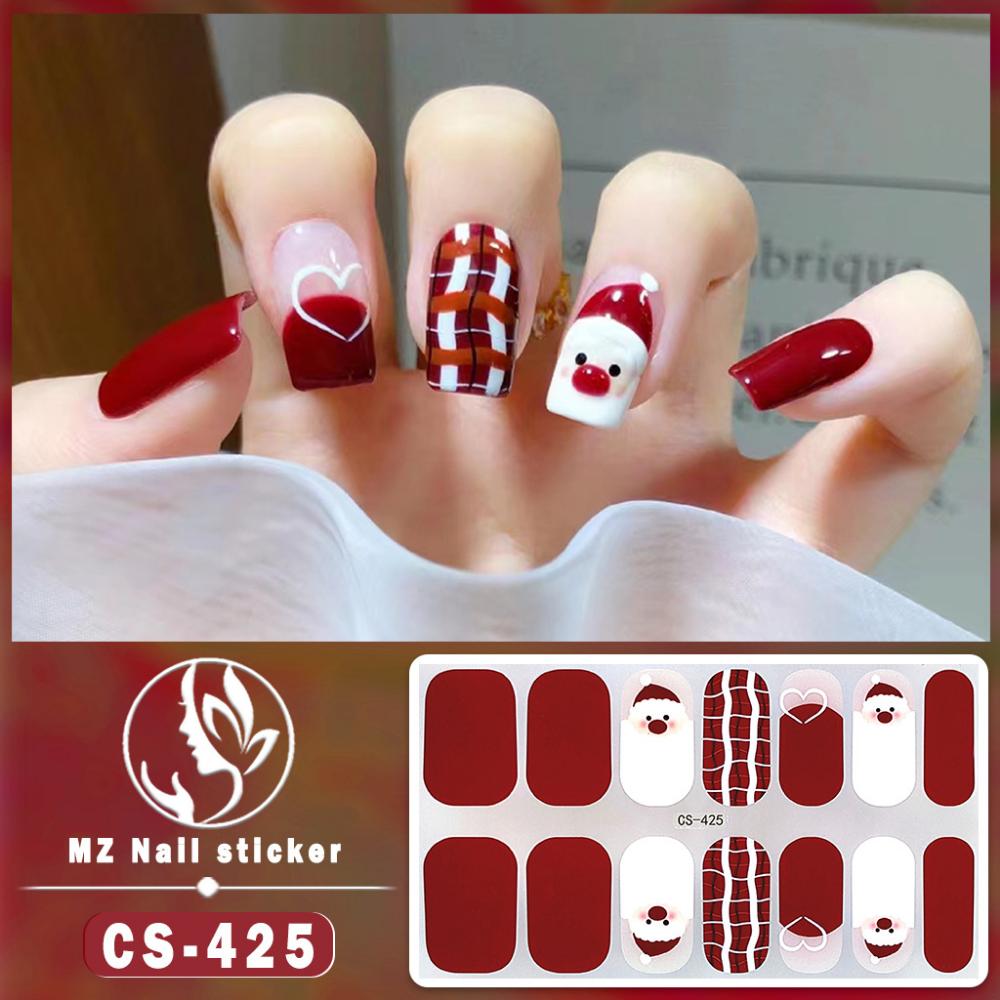 Christmas Waterproof No-bake Gel Nail Polish Film Full Sticker European and American Style Nail Film Sticker Nail Film Sticker