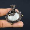 Natural Rainbow Moonstone Gemstone Copper Wire Wrap Gift Pendant 2.17" d8G38