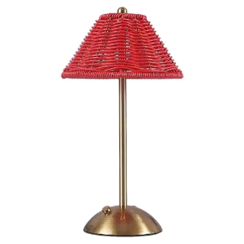 LED Rattan Wiederaufladbare Schreibtischlampe Sanfter Schein Retro Atmosphäre Beleuchtung für Südostasiatischen Stil Yoga Raum Dekor