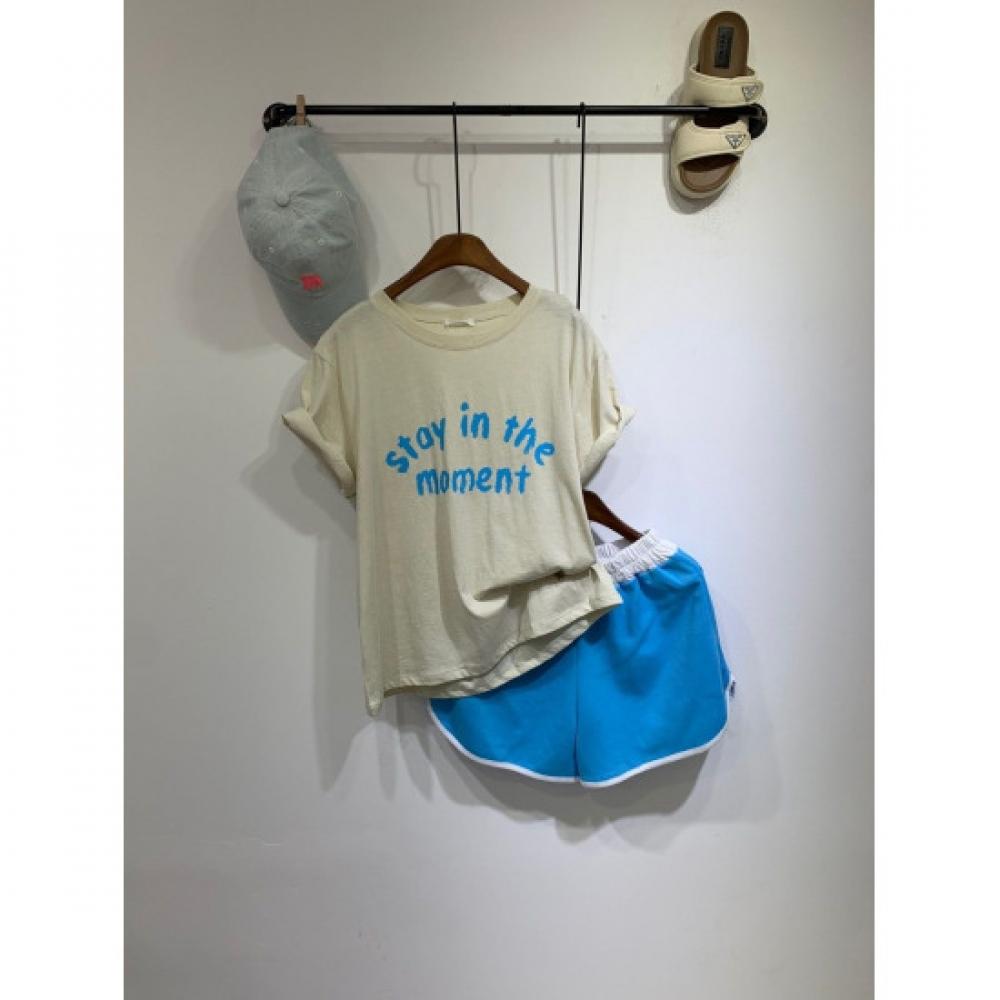 C S In The Room Big Size Suede PigmenT leTTerIng ShorT Sleeve T ShirT 4Color