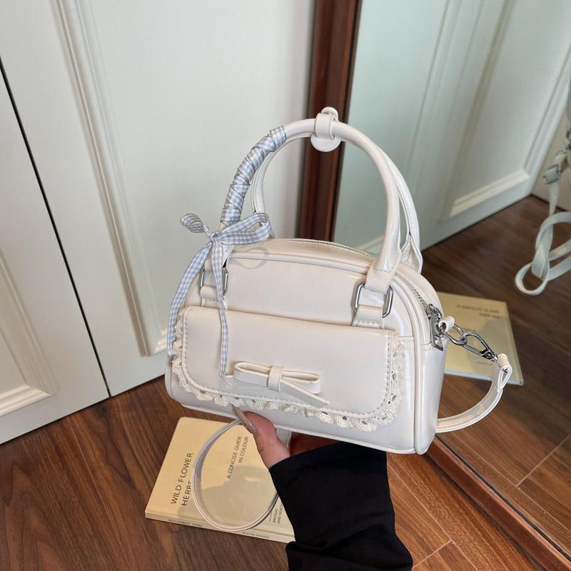 Vintage kabelka přes rameno - Dámská kabelka s mašlí, Korejský streetwear, Ležérní crossbody kabelka, Trendy cestovní taška,