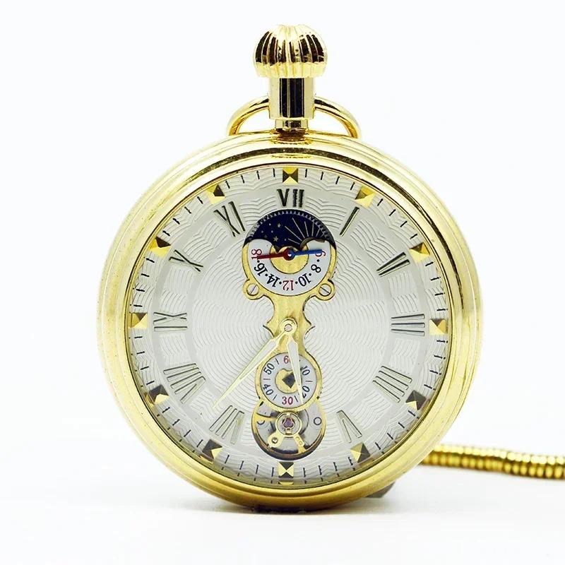 

Top Luxury Fashion Pocket Watch Gold Vintage Necklace Pendant Chronograph Mechanical Clock For Men Women Pocket&Fob Watches золотой