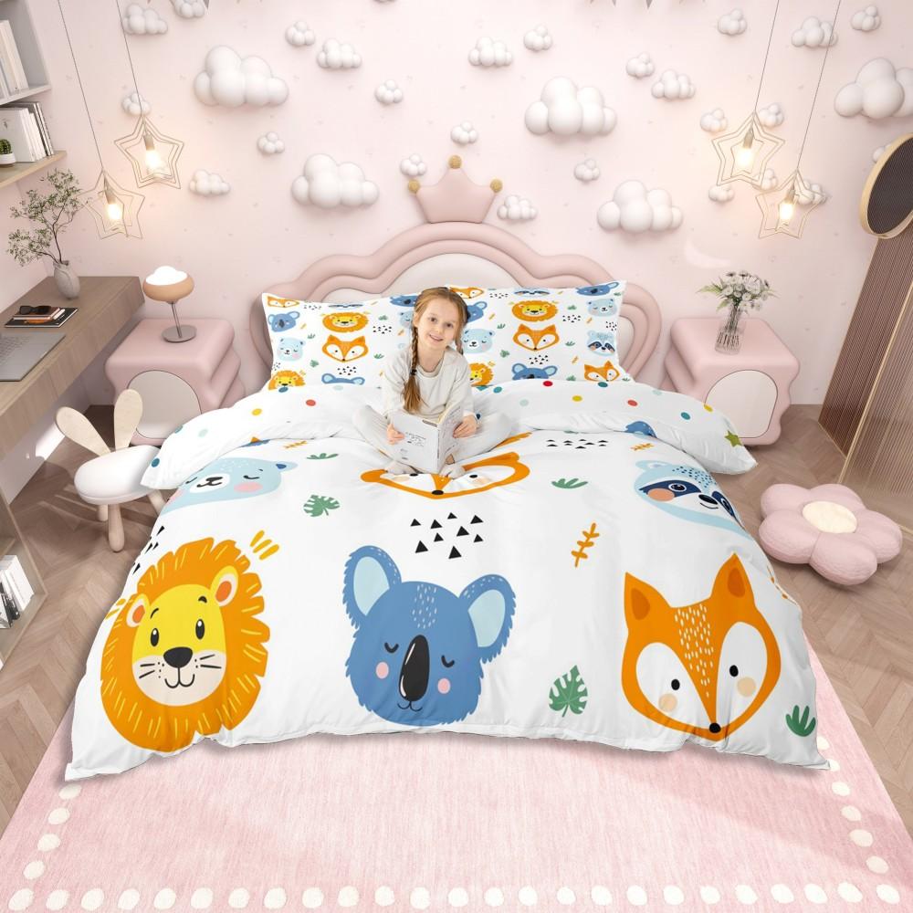 

Homewish Kawaii Frog Prince Duvet Cover Set for Teen,Leaf Plant Bedding Set,Cartoon Animal Theme Reversible Bed Set DE XS 100x135cm 2pcs&set