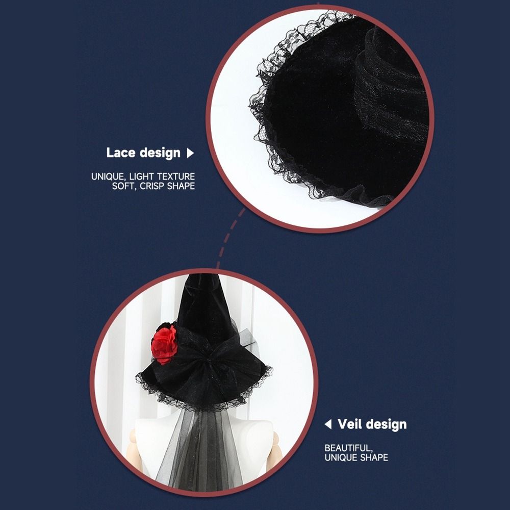Gothic Queen Wizard Cap Velvet Cloth Halloween Witch Hats Cool   Parties