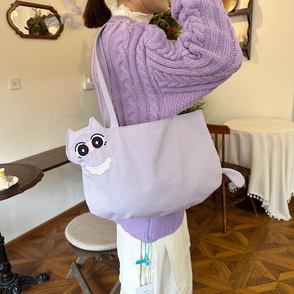 

Тканевая сумка через плечо с принтом кота, сумка с принтом, простая вышитая холщовая сумка, для улицы Style 3