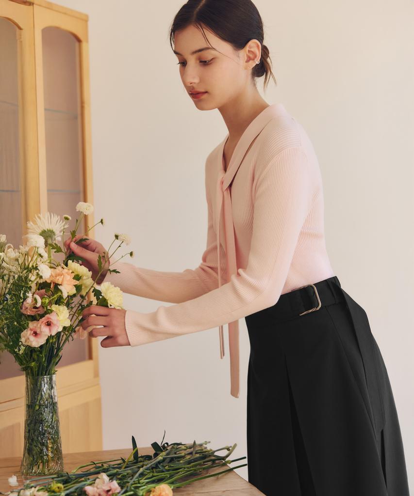 Zero Street Belted Pleated Skirt / Black
