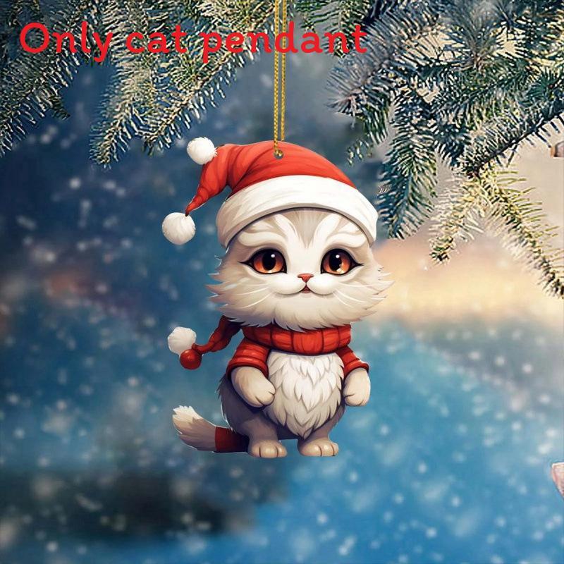 Christmas Cat Car Decor Acrylic Pendant For Holiday Vehicle Decoration