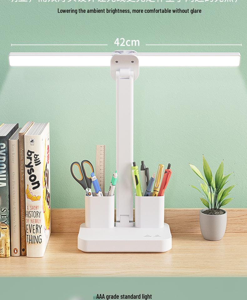 Rechargeable LED Eye-Protection Desk & Bedside Lamp with Pen Holder