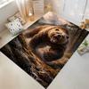 Realistic Roaring Bear Forest Print Carpet for Living Room Decor Suitable for use as an anti-slip for living room bedroom sofas