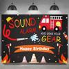 Firefighter Firetruck Theme BackgroundRed Fire Truck Children Boy Birthday Party Decor Baby Shower Photography Backdrop Props
