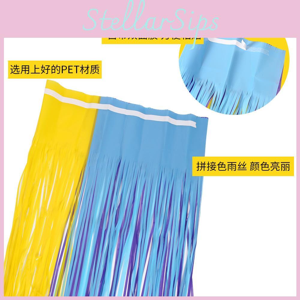 Colorful Macaron Rain Curtain With Festive Designs Perfect For Children's Party Decor