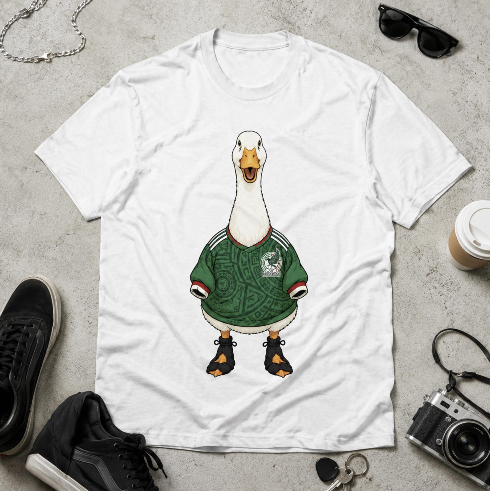 Merlín Duck Soccer T-Shirt – Funny Mexico-Inspired Futbol Mascot Graphic Tee, Viral Duck Fan Shirt M