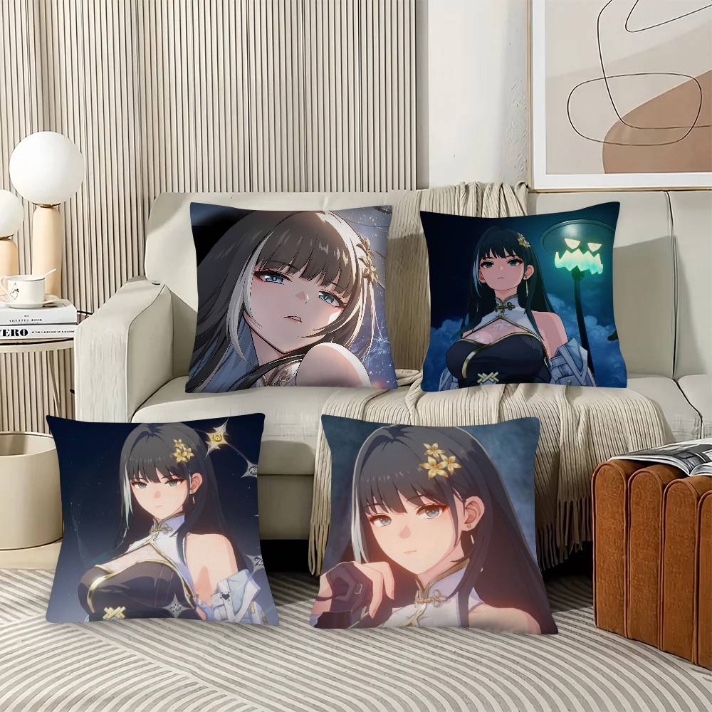 1pc Wuthering Waves Game Baizhi Pillow Case Fashion Square Pillowcase Bedroom Sofa Room Ins Decoration Leisure