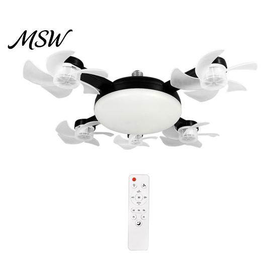 Smart Home Ceiling Fan 3/4/5 Blade with Light & Remote Control, 2-in-1 Silent LED Drone Eye Protecting Foldable Blades, 3-Speed Dimmable E27